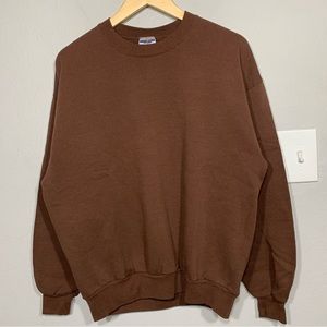 Vintage 90s Jerzees Chocolate Brown Blank Sweatshirt Size Large Travis Scott